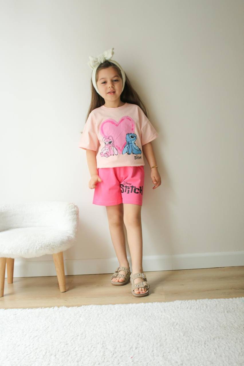 Disney Stitch Kız Çocuk Şortlu Takım