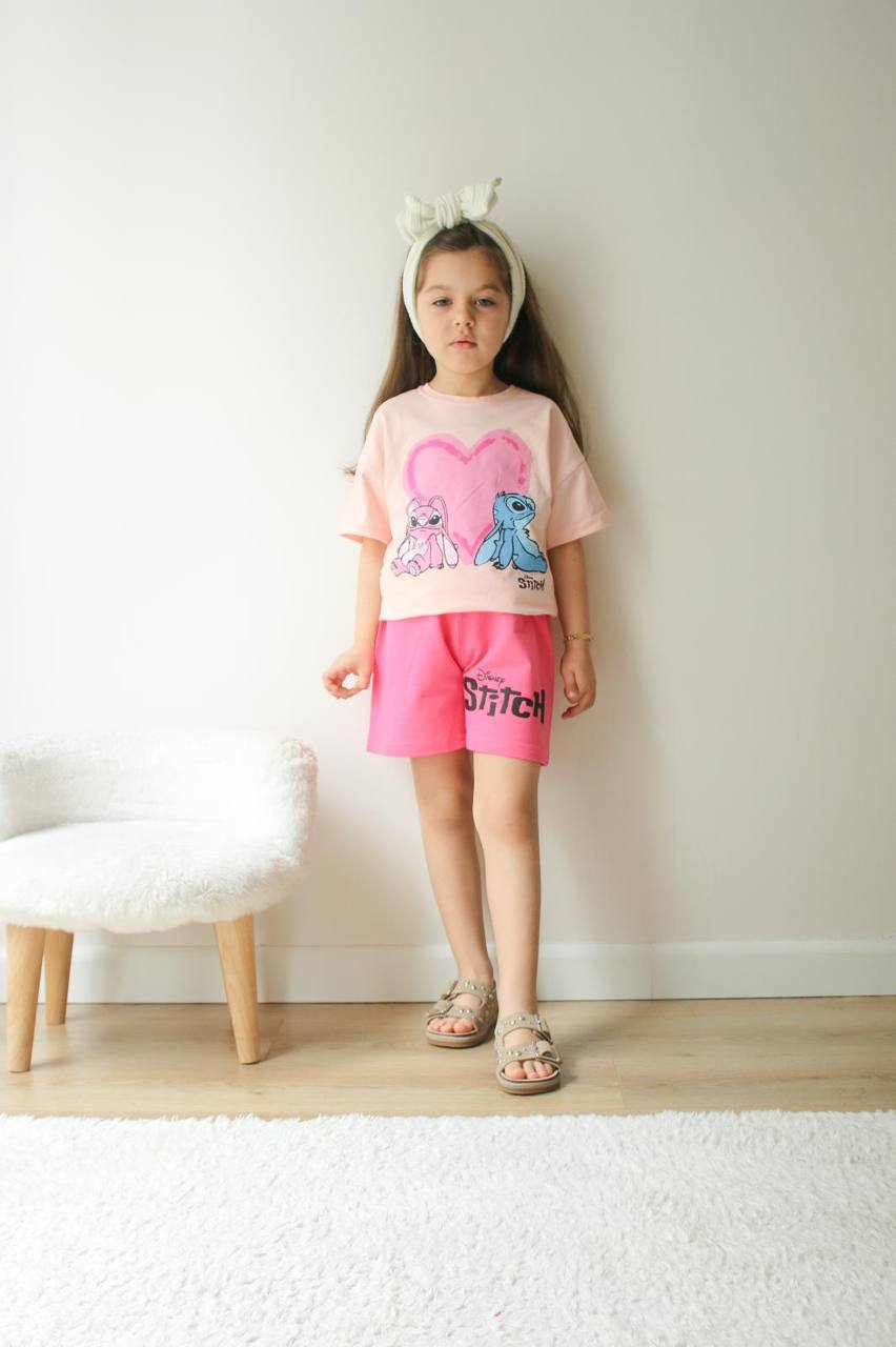 Disney Stitch Kız Çocuk Şortlu Takım
