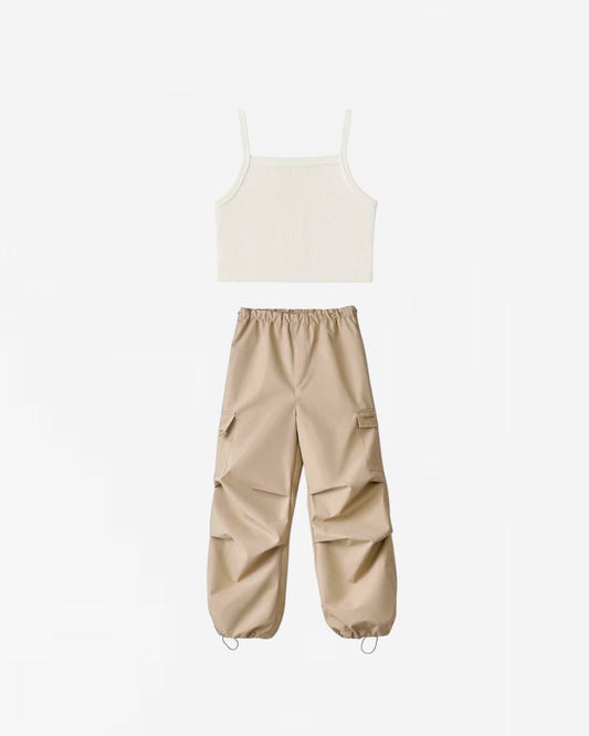 La’ciel Paris Crop Paraşüt Pantolon Takım